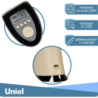 Настольный светильник c часами Uniel 5W TLD-542 Cream/LED/300Lm/5000K/Dimmer UL-00003303