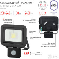 Прожектор светодиодный уличный ЭРА LPR-041-2-65K-030 30Вт 6500K IP65 рег ИК д/д Б0043586