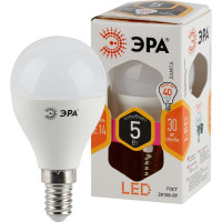 Светодиодная лампа ЭРА LED P45-5W-827-E14 диод, шар, тепл Б0028485
