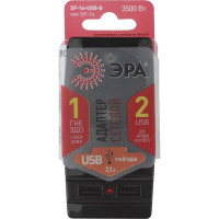 Адаптер ЭРА SP-1e-USB-B Polynom 1гн 220V + 2xUSB 2100mA, c заземлением, черный Б0026333