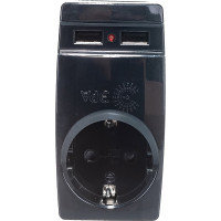 Адаптер ЭРА SP-1e-USB-B Polynom 1гн 220V + 2xUSB 2100mA, c заземлением, черный Б0026333
