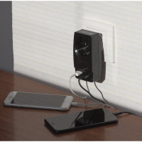 Адаптер ЭРА SP-1e-USB-B Polynom 1гн 220V + 2xUSB 2100mA, c заземлением, черный Б0026333