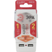 Адаптер ЭРА SP-1e-USB-W Polynom 1гн 220V + 2xUSB 2100mA, c заземлением, белый Б0026332