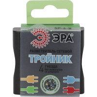 Тройник ЭРА SP-4-B 4гн, без заземления чёрный Б0008207