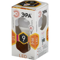 Светодиодная лампа ЭРА LED P45-9W-827-E14, шар, теплый Б0029041
