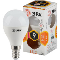 Светодиодная лампа ЭРА LED P45-9W-827-E14, шар, теплый Б0029041
