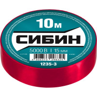 ПВХ изолента СИБИН 10м х 15мм, красная 1235-3