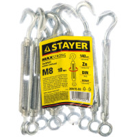 Талреп STAYER DIN 1480, крюк-кольцо, М8, 10 штук, оцинкованный 30515-08
