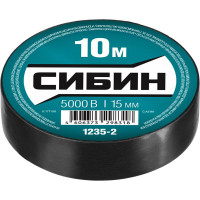 ПВХ изолента СИБИН 10м х 15мм, черная 1235-2