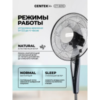 Напольный вентилятор Centek  (черный) 65Вт, Пульт ДУ, LED, 1.3м, 43см, таймер, тяжелая база, CT-5010