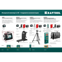 Лазерный нивелир KRAFTOOL LL-3D-4 360 градусов, 20м, 70м, детектор 34640-4