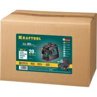 Лазерный нивелир KRAFTOOL LL-3D-4 360 градусов, 20м, 70м, детектор 34640-4