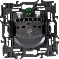 Розетка со шторками ЭРА Elegance 2P+E Schuko, 16A-250В, IP20, антрацит 14-2102-05 Б0034276