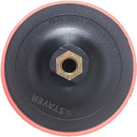 Тарелка опорная пластиковая с мягкой вставкой (на липучке, 125 мм, М14) STAYER 35744-125