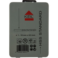 Набор сверл по металлу HSS DIN 338, 1,0-10,0 мм, 19 шт. KEIL 300500110