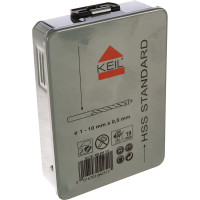 Набор сверл по металлу HSS DIN 338, 1,0-10,0 мм, 19 шт. KEIL 300500110