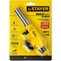Газовая горелка STAYER MaxTerm на баллон, с пьезоподжигом, 1300С 55584