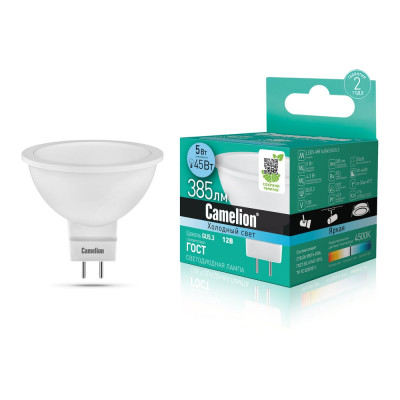 Светодиодная лампа Camelion LED5-MR16/845/GU5.3 5Вт 12В AC/DC 12026