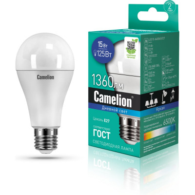 Светодиодная лампа Camelion LED15-A60/865/E27 15Вт 220В 12713