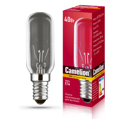 Лампа накаливания для вытяжек Camelion MIC 40/T25/CL/E14 12984