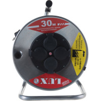Силовой удлинитель на металл.катушке LUX 54130 К4-Е-30 КГ 3x1.5 30м 16А 4 роз. с з/к, защитой и крышк. IP44 4606400420392