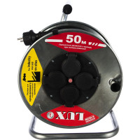 Удлинитель силовой на металл.катушке LUX 54150 К4-Е-50 КГ 3x1.5 50м 16А 4 роз. с з/к, защитой и крышк. IP44 4606400420408