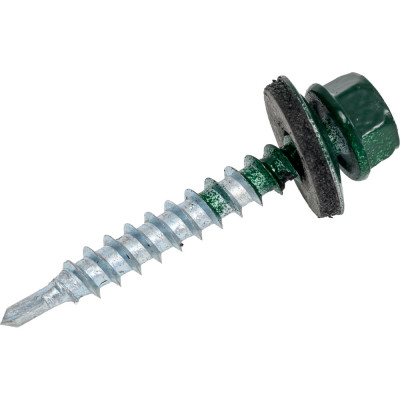 Кровельный саморез Качественный КРЕПЕЖ зеленый мох RAL 6005, 4.8х35 мм, 80 шт 0300105 КЧ