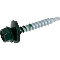 Кровельный саморез Качественный КРЕПЕЖ зеленый мох RAL 6005, 4.8х35 мм, 80 шт 0300105 КЧ