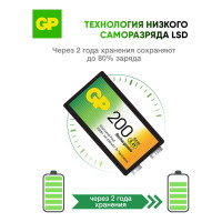 Перезаряжаемые аккумуляторы GP 20R8H 9V Крона 1 шт. в блистере. 20R8H-2CRU1 20R8H-2CRU1 15920400