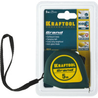 Рулетка KRAFTOOL Grand 5 м, 25 мм, обрезиненный пластиковый корпус 34022-05-25