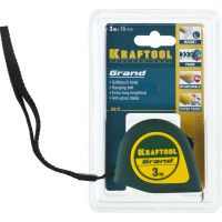 Рулетка KRAFTOOL Grand обрезиненный пластиковый корпус, 3м х 16мм 34022-03-16