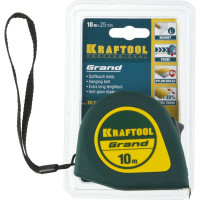Рулетка KRAFTOOL Grand 10м/25мм, обрезиненный пластиковый корпус 34022-10-25