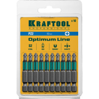 Биты профессиональные KRAFTOOL Optimum Line PZ2, 50 мм, хвостовик E 1/4", 10 шт в блистере 26124-2-50-10