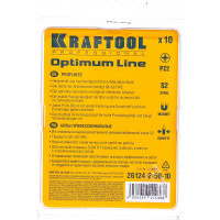 Биты профессиональные KRAFTOOL Optimum Line PZ2, 50 мм, хвостовик E 1/4", 10 шт в блистере 26124-2-50-10