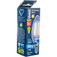Светодиодная лампа Uniel LED-C35-6W/WW/E14/FR PLS02WH Форма свеча, матовая UL-00000305