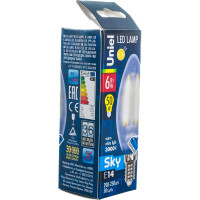 Светодиодная лампа Uniel LED-C35-6W/WW/E14/FR PLS02WH Форма свеча, матовая UL-00000305