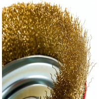 Щетка чашечная для УШМ (латунированная проволока 0,3 мм, 150 мм) MIRAX 35142-150