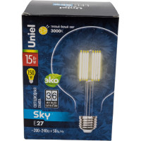 Лампа Uniel LED-G125-15W/3000K/E27/CL PLS02WH Форма шар, прозрачная UL-00004860