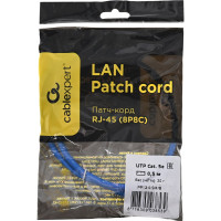 Многожильный патч-корд Cablexpert UTP кат.5e, 0.5м, литой, синий PP12-0.5M/B