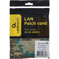 Многожильный патч-корд Cablexpert UTP кат.5e, 0.5м, литой, зелёный PP12-0.5M/G