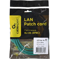 Патч-корд Cablexpert UTP кат.5e, 1.5м, литой, многожильный зелёный PP12-1.5M/G