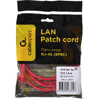 Патч-корд Cablexpert UTP кат.5e, 1.5м, литой, многожильный красный PP12-1.5M/R