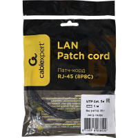 Многожильный патч-корд Cablexpert UTP кат.5e, 1м, литой, чёрный PP12-1M/BK