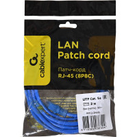 Патч-корд Cablexpert UTP кат.5e, 2м, литой, многожильный синий PP12-2M/B