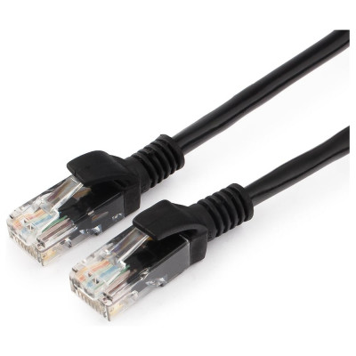 Многожильный патч-корд Cablexpert UTP 5e, 3м, литой, чёрный PP12-3M/BK