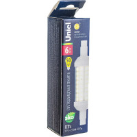 Светодиодная лампа Uniel LED-J78-6W/WW/R7s/CL PLZ06WH. Прозрачная. UL-00001554