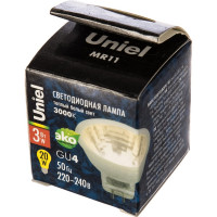 Светодиодная лампа Uniel LED-MR11-3W/WW/GU4/220V GLZ21TR, 220V. Прозрачная. UL-00001702