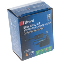 Блок питания для светодиодов с вилкой Uniel UET-VPA-012A20, 12 Вт, 12В, IP20 06313