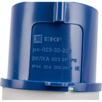 Вилка переносная EKF 023 2Р+РЕ 32А 220В IP44 ps-023-32-220