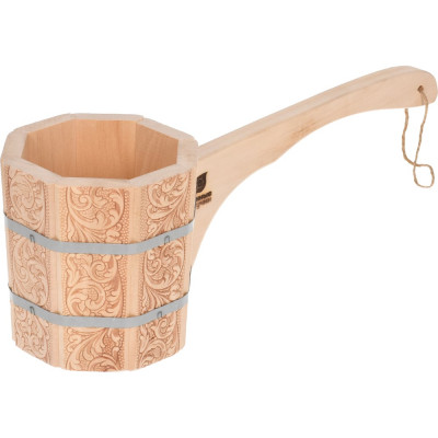 Бондарный ковш-черпак с орнаментом Цветы Банные Штучки 1.5 л 33426